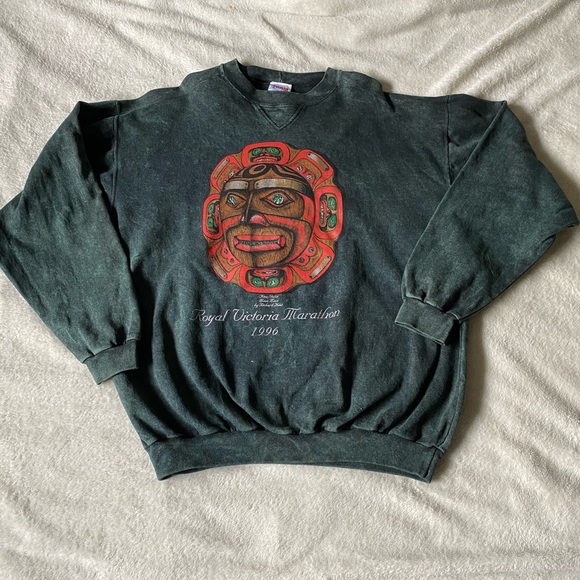 Vintage Other - 90s Green Acid Washed Oversized Sweatshirt